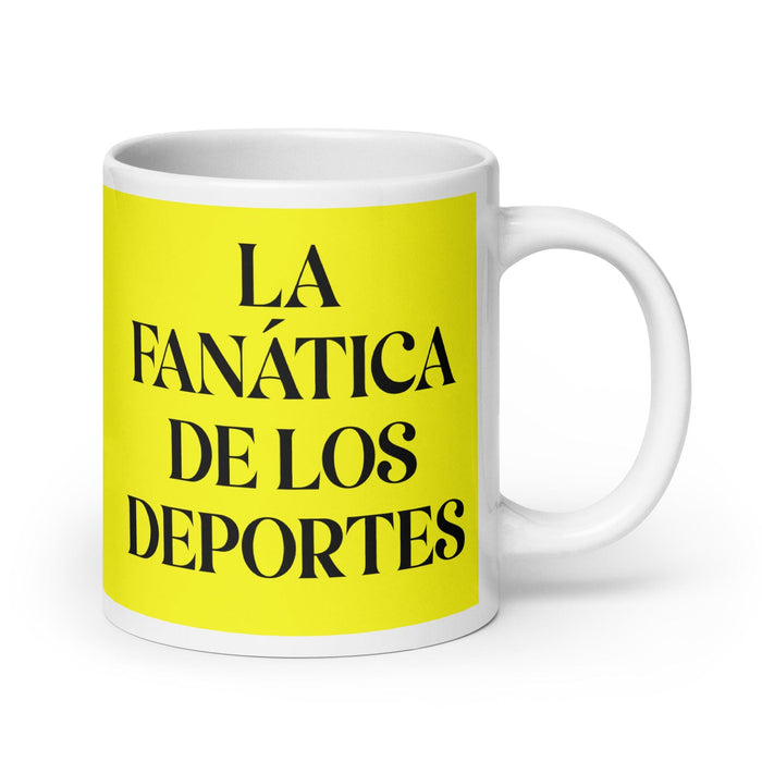 La Fanática De Los Deportes The Sports Fan Funny Home Office Work Coffee Mug Mexican Spanish Pride Gift White Glossy Cup Yellow Card Mug Mexicada 20 oz