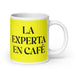 La Experta En Café The Coffee Expert Funny Home Office Work Coffee Mug Mexican Spanish Pride Gift White Glossy Cup Yellow Card Mug Mexicada 20 oz