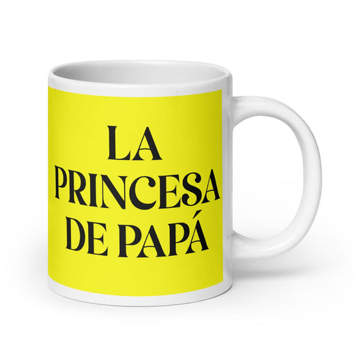 La Princesa De Papá Daddy'S Little Princess / Mama'S Little Prince Funny Home Office Work Coffee Mug Mexican Spanish Pride Gift White Glossy Cup Yellow Card Mug Mexicada 20 oz