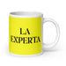 La Experta The Expert Funny Home Office Work Coffee Mug Mexican Spanish Pride Gift White Glossy Cup Yellow Card Mug Mexicada 20 oz