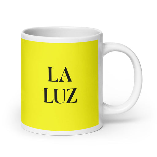 La Luz The Light Funny Home Office Work Coffee Mug Mexican Spanish Pride Gift White Glossy Cup Yellow Card Mug Mexicada 20 oz