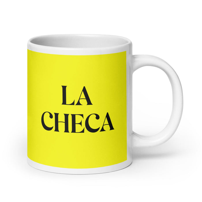 La Checa The Czech Funny Home Office Work Coffee Mug Mexican Spanish Pride Gift White Glossy Cup Yellow Card Mug Mexicada 20 oz