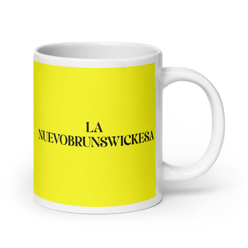 La Nuevobrunswickesa The New Brunswicker Funny Home Office Work Coffee Mug Mexican Spanish Pride Gift White Glossy Cup Yellow Card Mug Mexicada 20 oz