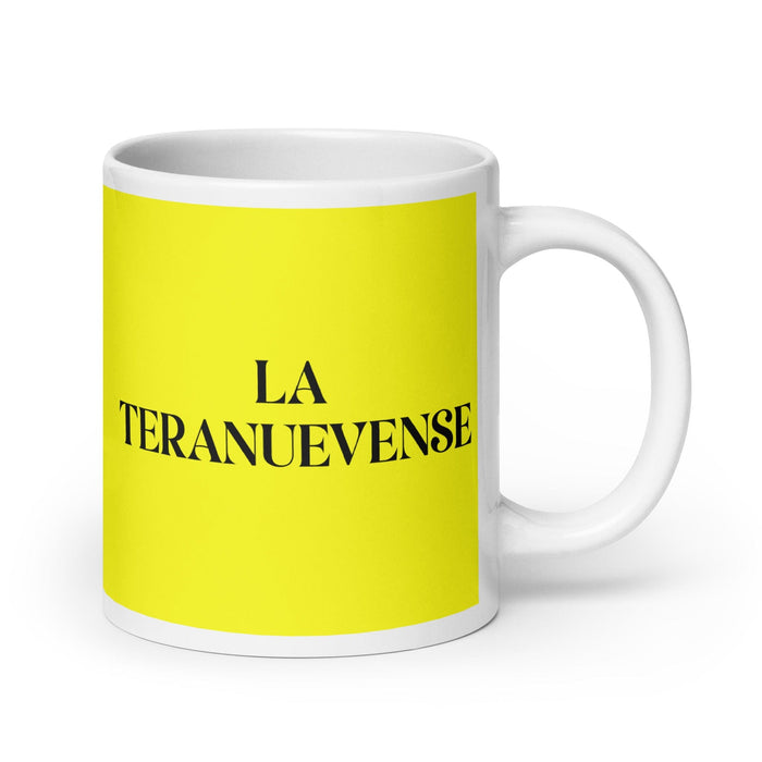 La Teranuevense The Newfoundlander Funny Home Office Work Coffee Mug Mexican Spanish Pride Gift White Glossy Cup Yellow Card Mug Mexicada 20 oz