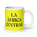 La África Central The Central African Funny Home Office Work Coffee Mug Mexican Spanish Pride Gift White Glossy Cup Yellow Card Mug Mexicada 20 oz