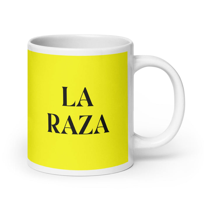 La Raza The Homie Funny Home Office Work Coffee Mug Mexican Spanish Pride Gift White Glossy Cup Yellow Card Mug Mexicada 20 oz