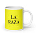 La Raza The Homie Funny Home Office Work Coffee Mug Mexican Spanish Pride Gift White Glossy Cup Yellow Card Mug Mexicada 20 oz