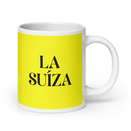 La Suíza The Swiss Funny Home Office Work Coffee Mug Mexican Spanish Pride Gift White Glossy Cup Yellow Card Mug Mexicada 20 oz