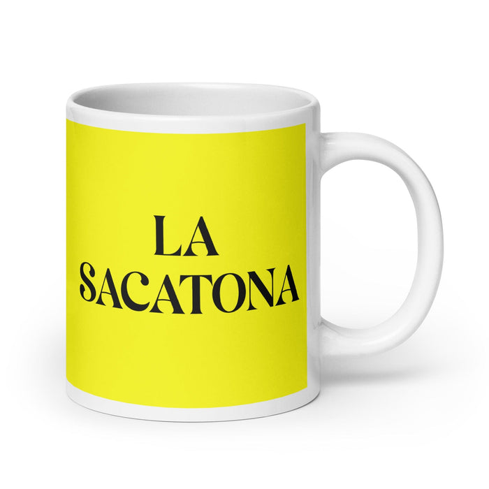 La Sacatona The Coward Funny Home Office Work Coffee Mug Mexican Spanish Pride Gift White Glossy Cup Yellow Card Mug Mexicada 20 oz