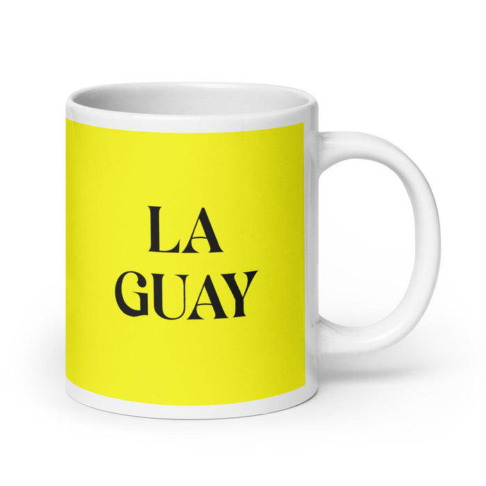 La Guay The Cool One Funny Home Office Work Coffee Mug Mexican Spanish Pride Gift White Glossy Cup Yellow Card Mug Mexicada 20 oz