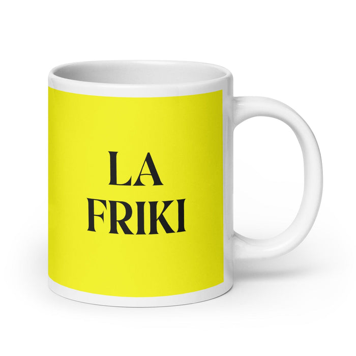 La Friki The Geek Funny Home Office Work Coffee Mug Mexican Spanish Pride Gift White Glossy Cup Yellow Card Mug Mexicada 20 oz