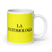 La Entomologa The Entomologist Funny Home Office Work Coffee Mug Mexican Spanish Pride Gift White Glossy Cup Yellow Card Mug Mexicada 20 oz