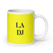 La Dj The Dj Funny Home Office Work Coffee Mug Mexican Spanish Pride Gift White Glossy Cup Yellow Card Mug Mexicada 20 oz