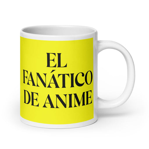 El Fanático De Anime The Anime Fan Funny Home Office Work Coffee Mug Mexican Spanish Pride Gift White Glossy Cup Yellow Card Mug Mexicada 20 oz