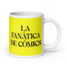 La Fanática De Cómics The Comic Book Fan Funny Home Office Work Coffee Mug Mexican Spanish Pride Gift White Glossy Cup Yellow Card Mug Mexicada 20 oz