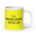 La Observadora Estelar The Star Observer Funny Home Office Work Coffee Mug Mexican Spanish Pride Gift White Glossy Cup Yellow Card Mug Mexicada 20 oz