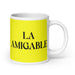 La Amigable The Friendly One Funny Home Office Work Coffee Mug Mexican Spanish Pride Gift White Glossy Cup Yellow Card Mug Mexicada 20 oz