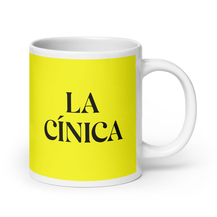 La Cínica The Cynic Funny Home Office Work Coffee Mug Mexican Spanish Pride Gift White Glossy Cup Yellow Card Mug Mexicada 20 oz