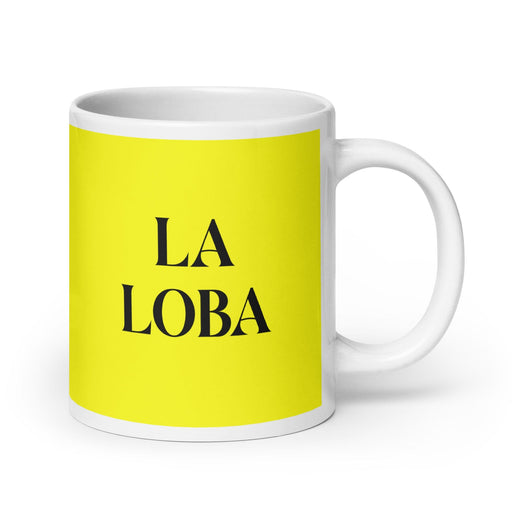 La Loba The Wolf Funny Home Office Work Coffee Mug Mexican Spanish Pride Gift White Glossy Cup Yellow Card Mug Mexicada 20 oz