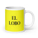 El Lobo The Wolf Funny Home Office Work Coffee Mug Mexican Spanish Pride Gift White Glossy Cup Yellow Card Mug Mexicada 20 oz