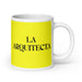 La Arquitecta The Architect Funny Home Office Work Coffee Mug Mexican Spanish Pride Gift White Glossy Cup Yellow Card Mug Mexicada 20 oz