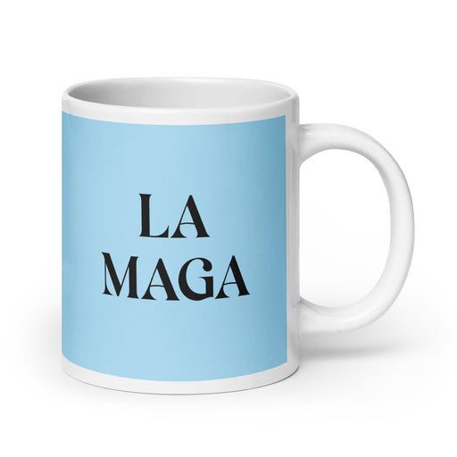 La Maga The Magician Funny Home Office Work Coffee Mug Mexican Spanish Pride Gift White Glossy Cup Sky Blue Card Mug Mexicada 20 oz