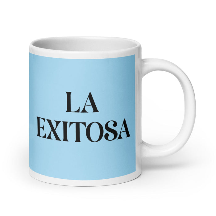 La Exitosa The Successful One Funny Home Office Work Coffee Mug Mexican Spanish Pride Gift White Glossy Cup Sky Blue Card Mug Mexicada 20 oz