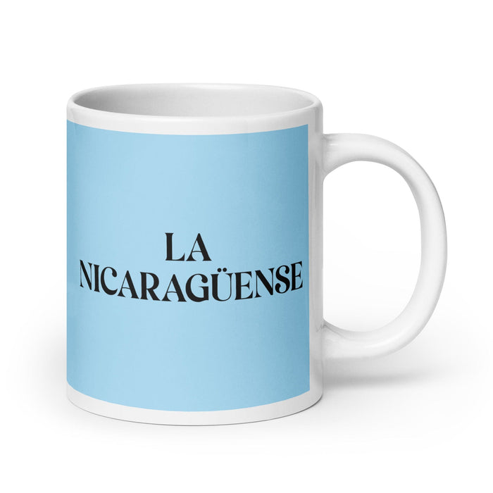 La Nicaragüense The Nicaraguan Funny Home Office Work Coffee Mug Mexican Spanish Pride Gift White Glossy Cup Sky Blue Card Mug Mexicada 20 oz