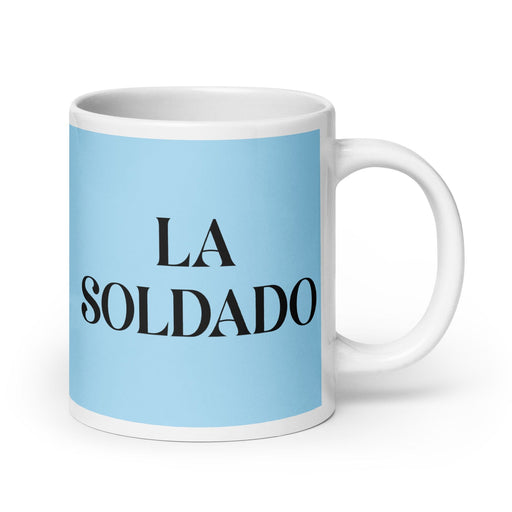 La Soldado The Soldier Funny Home Office Work Coffee Mug Mexican Spanish Pride Gift White Glossy Cup Sky Blue Card Mug Mexicada 20 oz