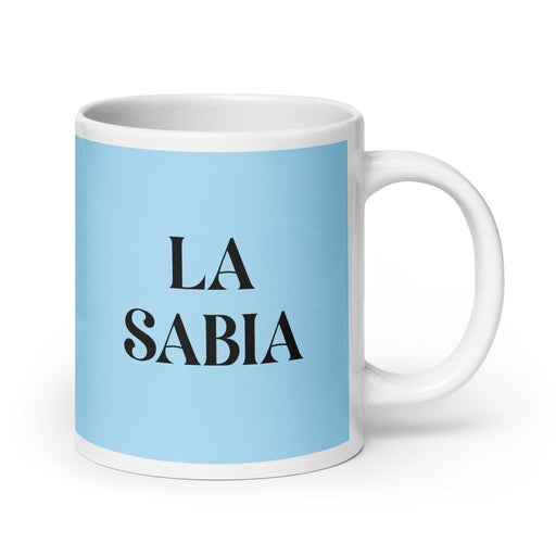 La Sabia The Wise One Funny Home Office Work Coffee Mug Mexican Spanish Pride Gift White Glossy Cup Sky Blue Card Mug Mexicada 20 oz