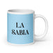 La Sabia The Wise One Funny Home Office Work Coffee Mug Mexican Spanish Pride Gift White Glossy Cup Sky Blue Card Mug Mexicada 20 oz