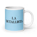 La Detallista The Detail-Oriented One Funny Home Office Work Coffee Mug Mexican Spanish Pride Gift White Glossy Cup Sky Blue Card Mug Mexicada 20 oz