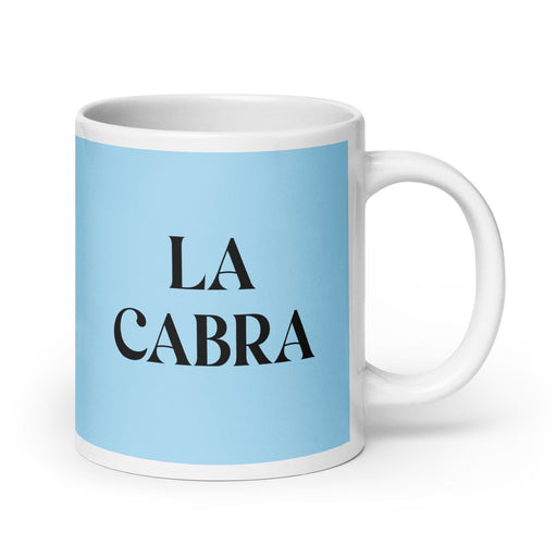 La Cabra The Goat Funny Home Office Work Coffee Mug Mexican Spanish Pride Gift White Glossy Cup Sky Blue Card Mug Mexicada 20 oz