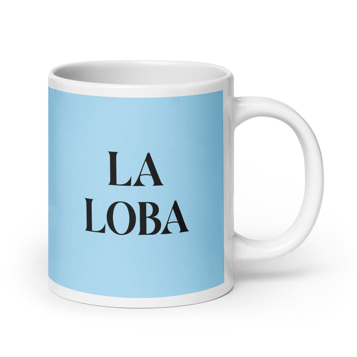 La Loba The Wolf Funny Home Office Work Coffee Mug Mexican Spanish Pride Gift White Glossy Cup Sky Blue Card Mug Mexicada 20 oz