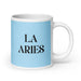 La Aries The Aries Funny Home Office Work Coffee Mug Mexican Spanish Pride Gift White Glossy Cup Sky Blue Card Mug Mexicada 20 oz