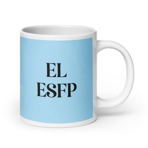 El ESFP The Entertainer MBTI Personality Funny Home Office Work Coffee Mug Mexican Spanish Pride Gift White Glossy Cup Sky Blue Card Mug Mexicada 20 oz