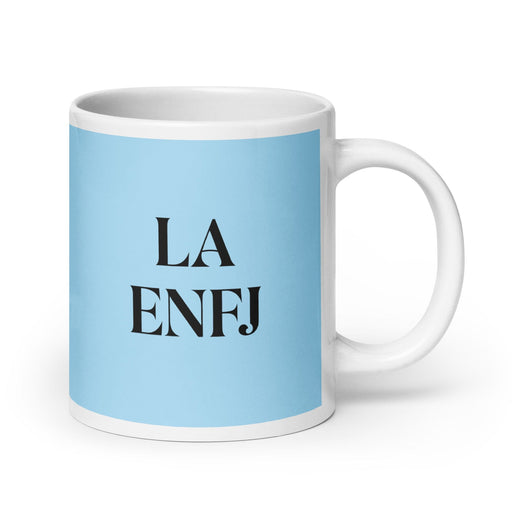 La ENFJ The Protagonist MBTI Personality Funny Home Office Work Coffee Mug Mexican Spanish Pride Gift White Glossy Cup Sky Blue Card Mug Mexicada 20 oz