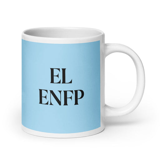 El ENFP The Campaigner MBTI Personality Funny Home Office Work Coffee Mug Mexican Spanish Pride Gift White Glossy Cup Sky Blue Card Mug Mexicada 20 oz