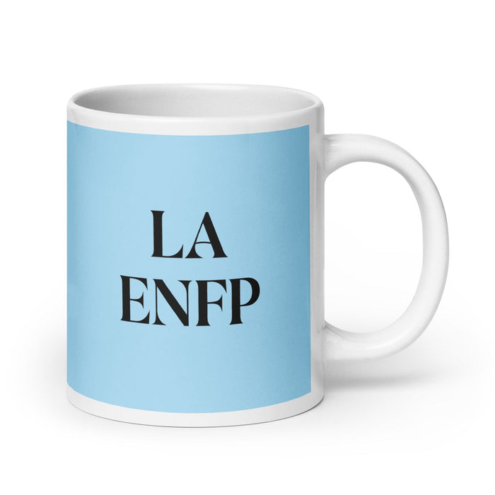 La ENFP The Campaigner MBTI Personality Funny Home Office Work Coffee Mug Mexican Spanish Pride Gift White Glossy Cup Sky Blue Card Mug Mexicada 20 oz