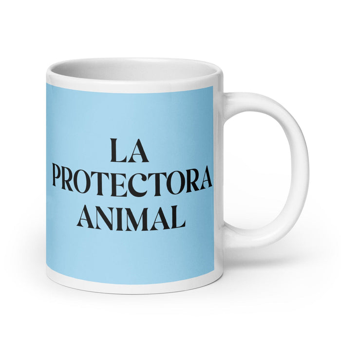 La Protectora Animal The Animal Protector Funny Home Office Work Coffee Mug Mexican Spanish Pride Gift White Glossy Cup Sky Blue Card Mug Mexicada 20 oz