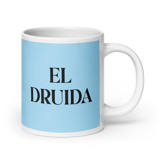 El Druida The Druid Funny Home Office Work Coffee Mug Mexican Spanish Pride Gift White Glossy Cup Sky Blue Card Mug Mexicada 20 oz