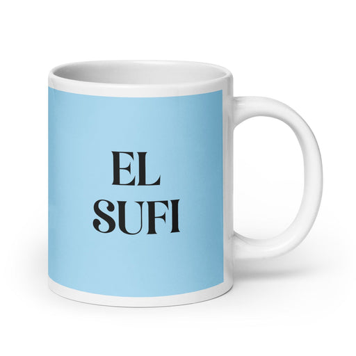 El Sufi The Sufi Funny Home Office Work Coffee Mug Mexican Spanish Pride Gift White Glossy Cup Sky Blue Card Mug Mexicada 20 oz