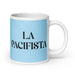 La Pacifista The Pacifist Funny Home Office Work Coffee Mug Mexican Spanish Pride Gift White Glossy Cup Sky Blue Card Mug Mexicada 20 oz