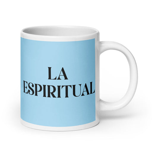 La Espiritual The Spiritual One Funny Home Office Work Coffee Mug Mexican Spanish Pride Gift White Glossy Cup Sky Blue Card Mug Mexicada 20 oz