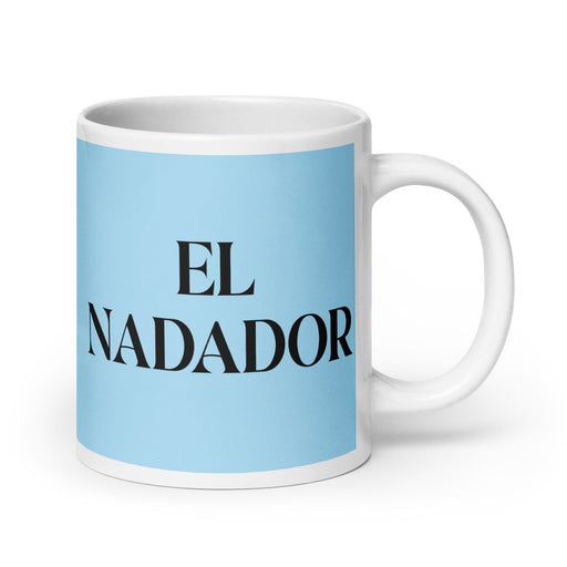 El Nadador The Swimmer Funny Home Office Work Coffee Mug Mexican Spanish Pride Gift White Glossy Cup Sky Blue Card Mug Mexicada 20 oz