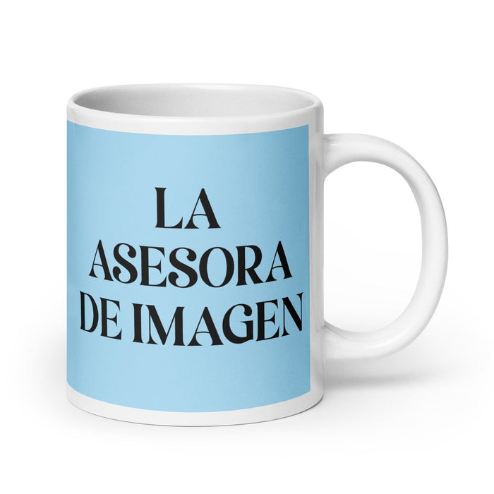 La Asesora De Imagen The Image Consultant Funny Home Office Work Coffee Mug Mexican Spanish Pride Gift White Glossy Cup Sky Blue Card Mug Mexicada 20 oz