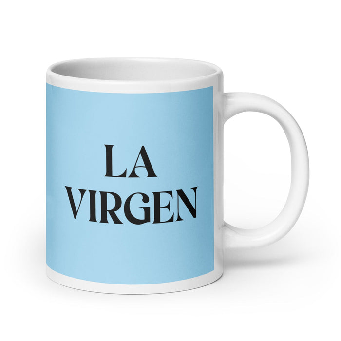 La Virgen The Shocked One Funny Home Office Work Coffee Mug Mexican Spanish Pride Gift White Glossy Cup Sky Blue Card Mug Mexicada 20 oz