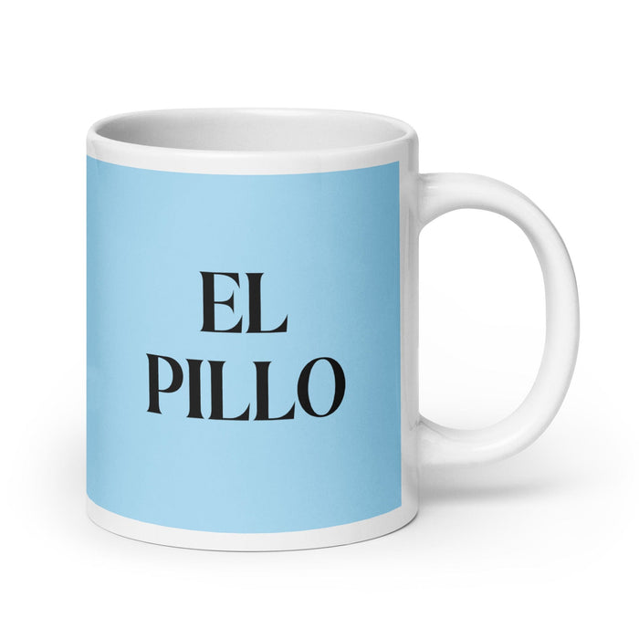 El Pillo The Rascal Funny Home Office Work Coffee Mug Mexican Spanish Pride Gift White Glossy Cup Sky Blue Card Mug Mexicada 20 oz