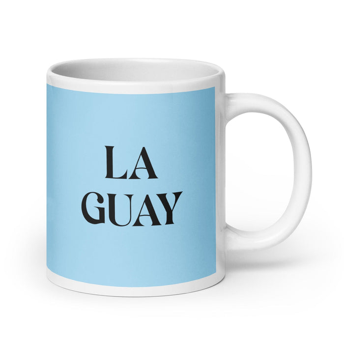 La Guay The Cool One Funny Home Office Work Coffee Mug Mexican Spanish Pride Gift White Glossy Cup Sky Blue Card Mug Mexicada 20 oz