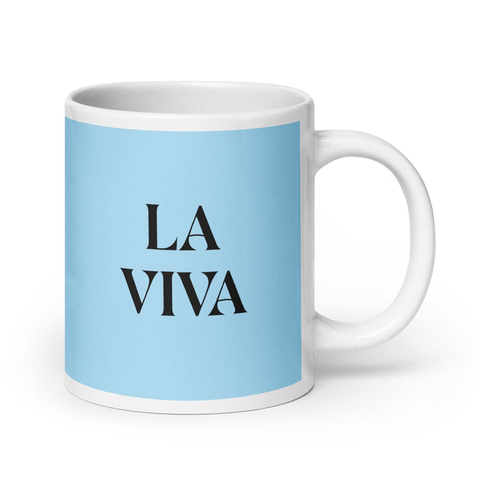 La Viva The Clever One Funny Home Office Work Coffee Mug Mexican Spanish Pride Gift White Glossy Cup Sky Blue Card Mug Mexicada 20 oz